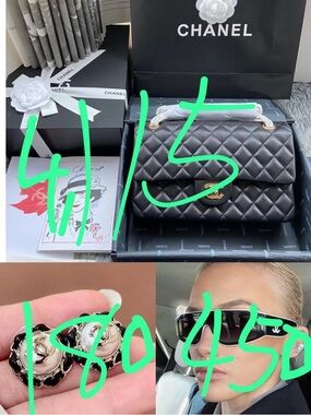 CHANEL Black Quilted Lambskin Double Flap Shoulder Bag with Gold Hardware